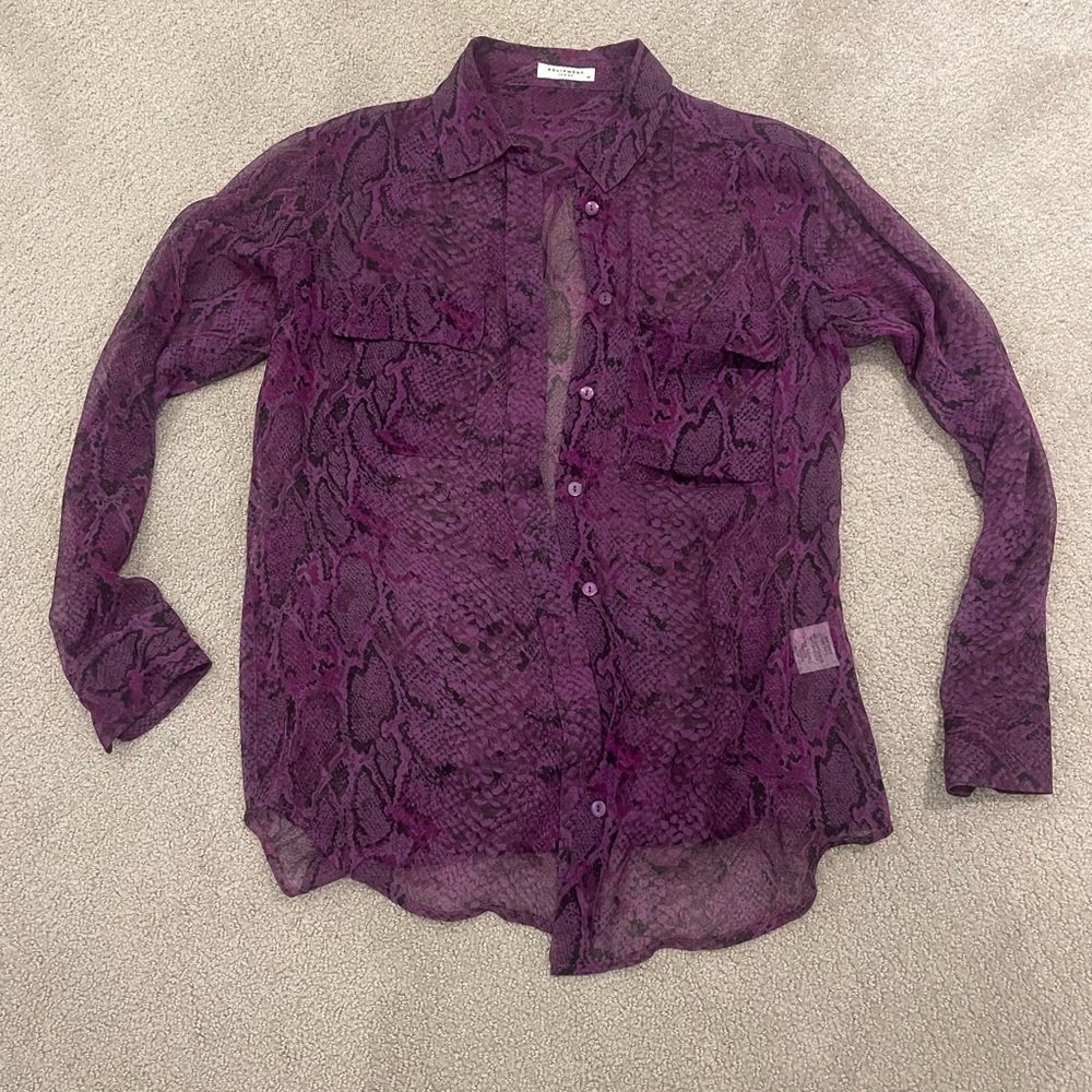 Equipment Purple Snake Print Shirt